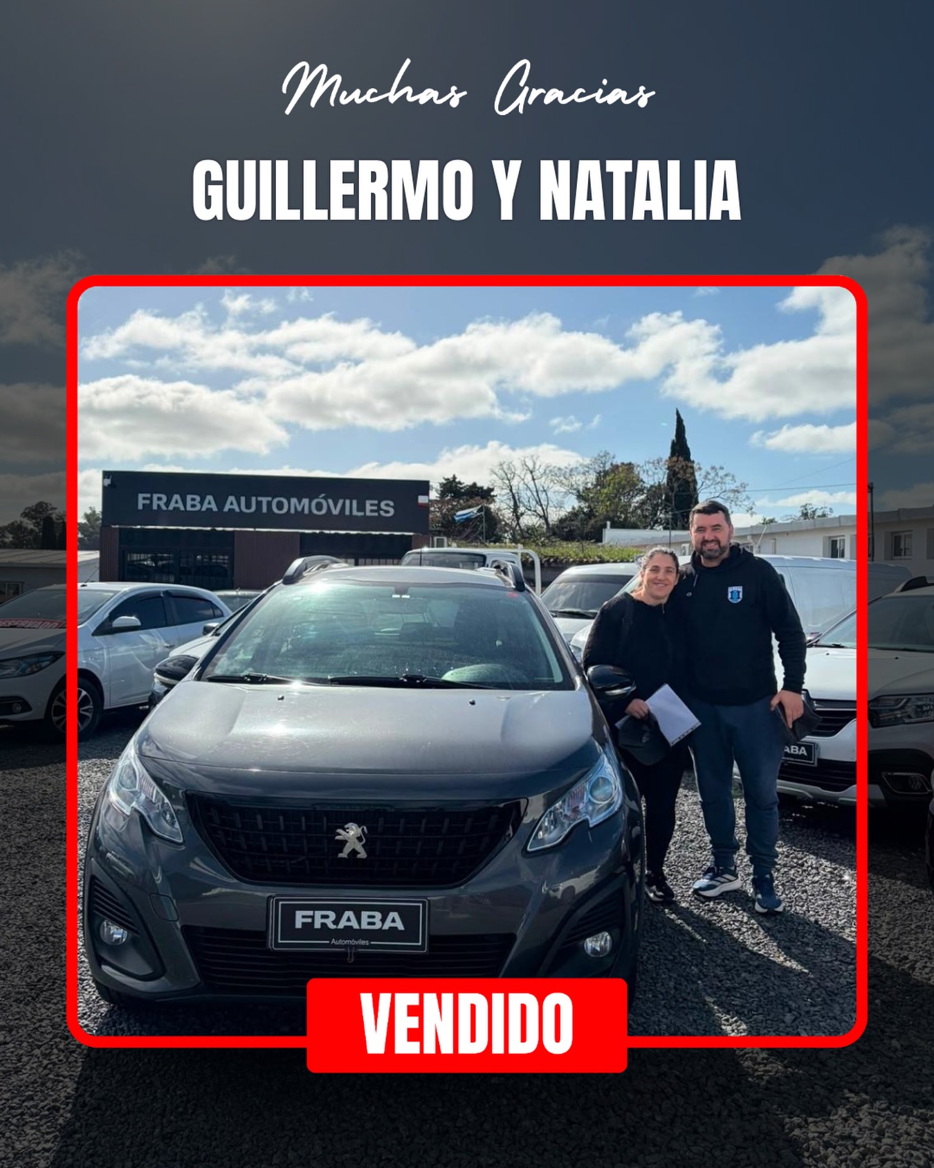 Publicación de Instagram VENDIDO diseñada por DriverOps para FRABA Automóviles
